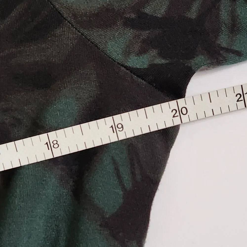 Madewell Forest Green Leafy Botanical Print Smocked Top XS Long Sleeve Boho NWT